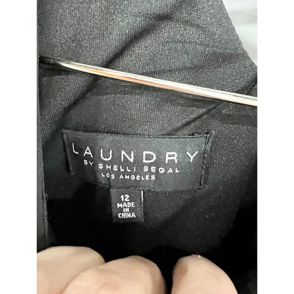 LAUNDRY by Shelli Segal Ruffle Sleeve Mini Shift Dress Black Girls Size 12 Years - Picture 2 of 5